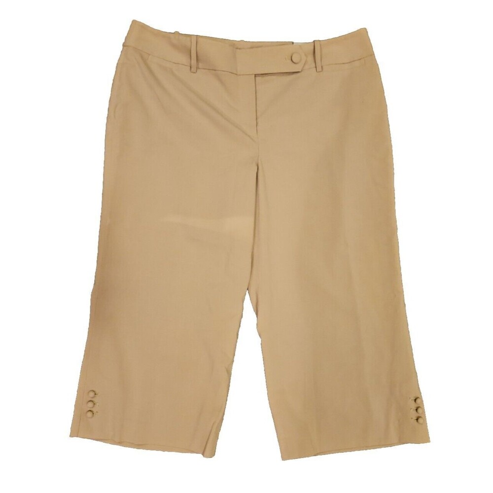 NWT Ann Taylor Womens Size 14 Stretch Capri Khaki Brown Dress Shorts Pants